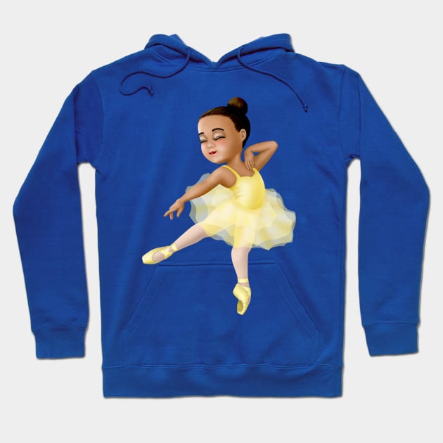 Cute Yellow Ballerina African American Black Girl Dancer Hoodie by Irene Koh Studio